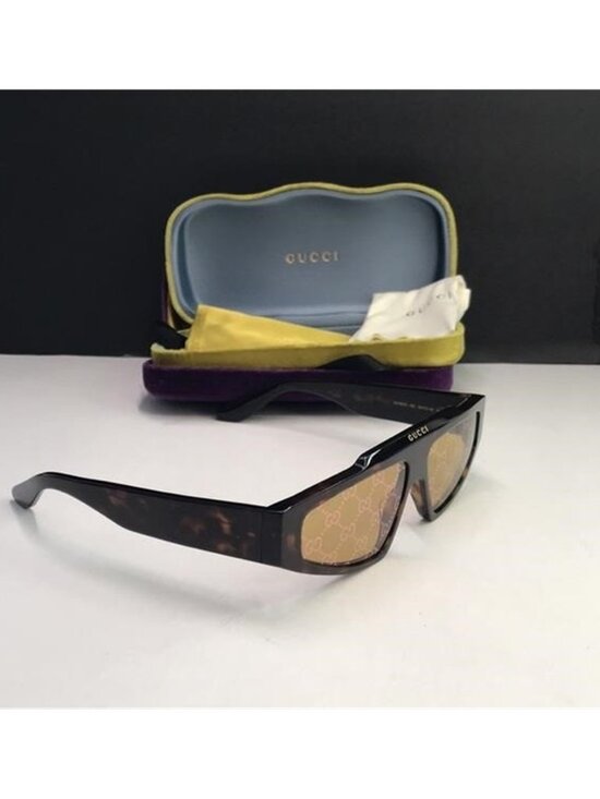 New Authentic Gucci GG1591S 001 Men\'s Acetate Rectangle Sunglasses with GG Lens